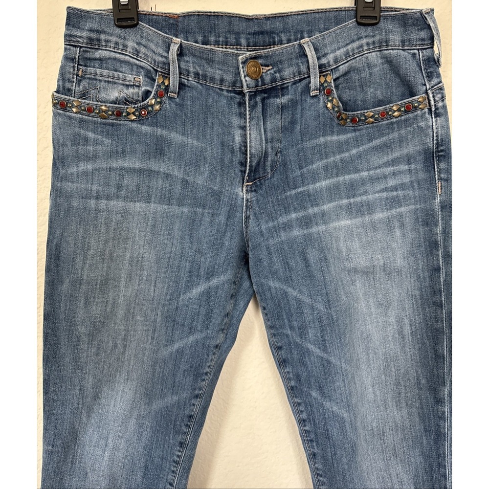 TRUE RELIGION Jeans Womens Size 31 Medium/Light Wash Embellished Pockets CHRISSY - Picture 2 of 16